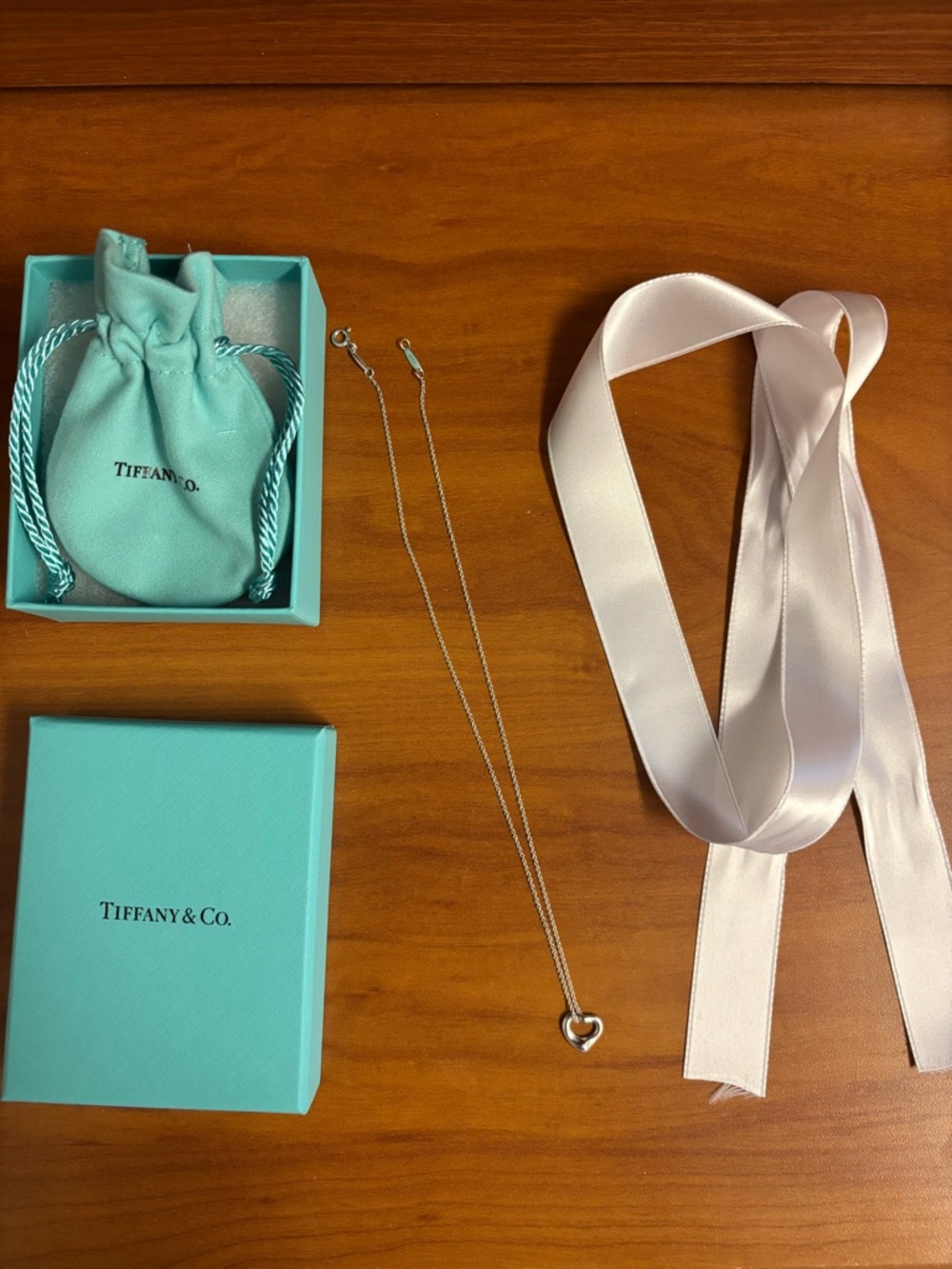 Tiffany & Co. Elsa Peretti Silver Open Heart Necklace (11mm)